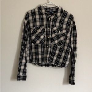 Black and White cropped flannel